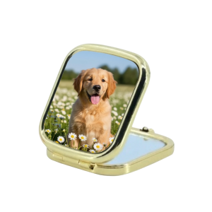 Miroir de poche rectangulaire – Doré